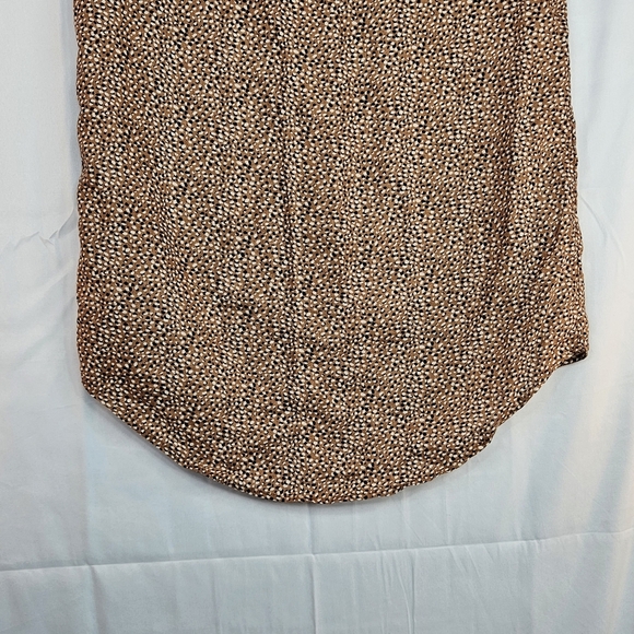 Tahari White Black Brown Print 100% Linen Buttondown Sleeveless Dress Sz M - Picture 9 of 10